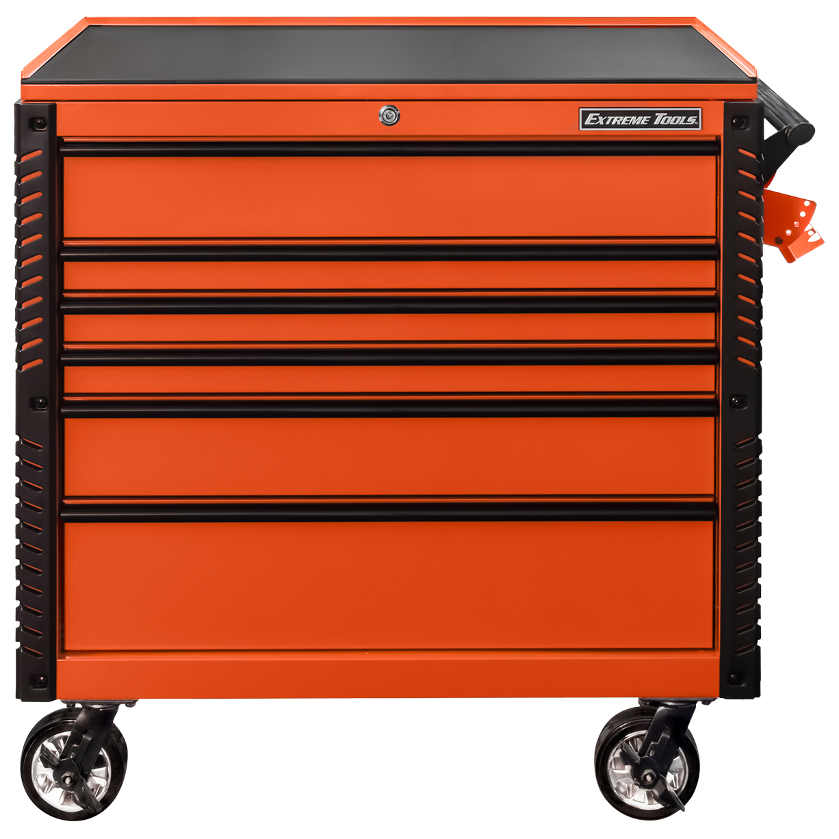 used toolboxExtreme Tools 41 6-Drawer Deluxe Tool Cart with Pry Bar Holders And Flip Top