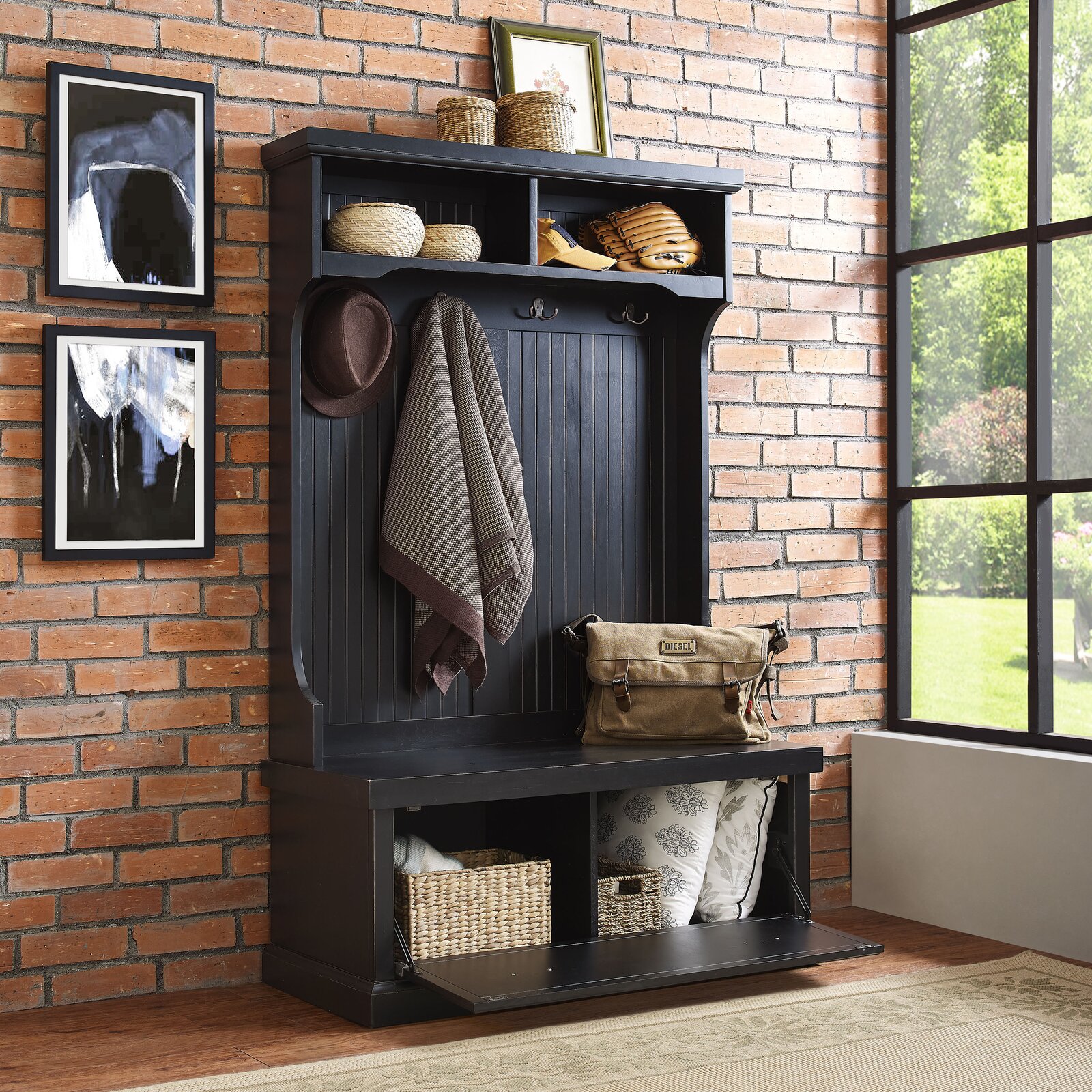 【Furniture】Carmel 40'' Wide Hall Tree with Bench and Shoe Storage