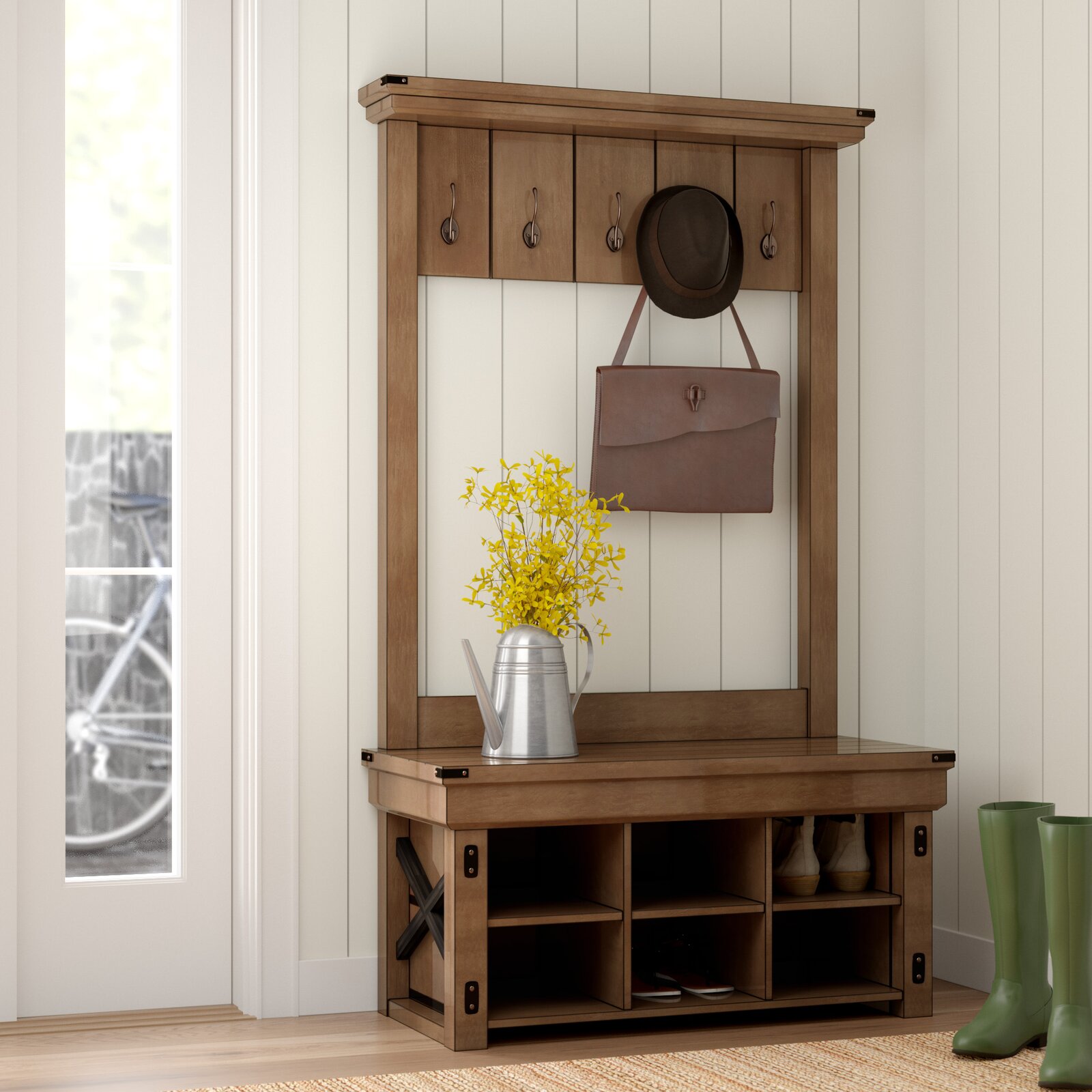 【Furniture】Lauver 40'' Wide Hall Tree with Shoe Storage