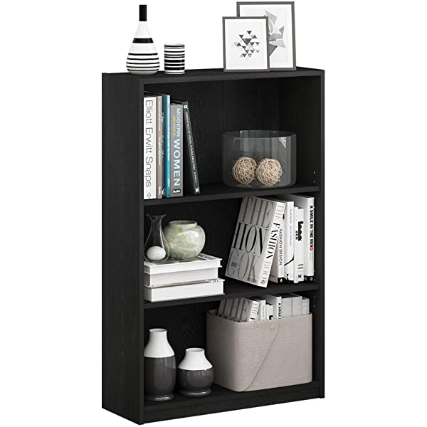FURINNO JAYA Simple Home 3-Tier Adjustable Shelf Bookcase, White White 3-Tier Bookcase