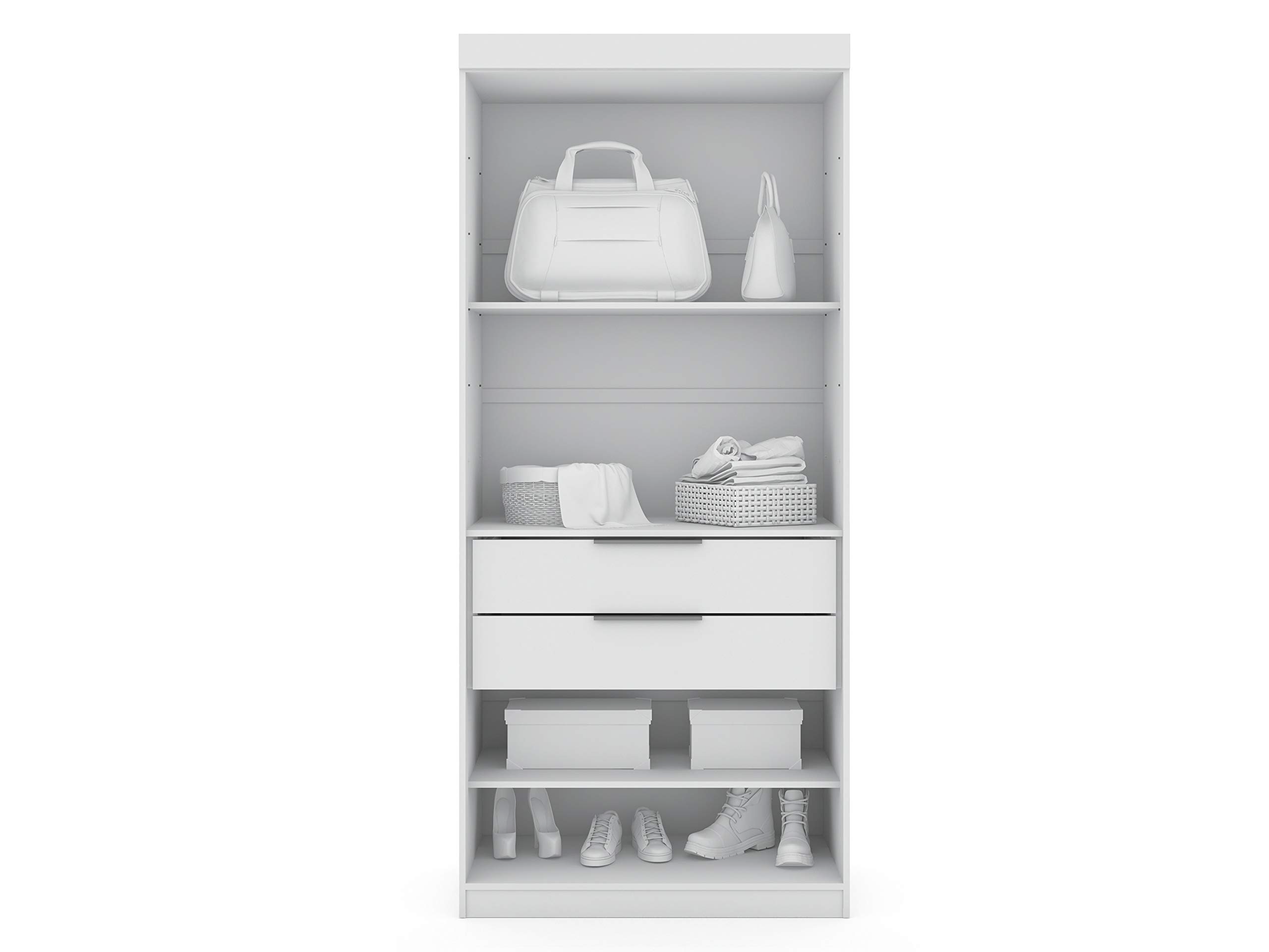 【Furniture】Mulberry Modern Open 3 Sectional Wardrobe Corner Closet with 4 Drawers, Set of 3