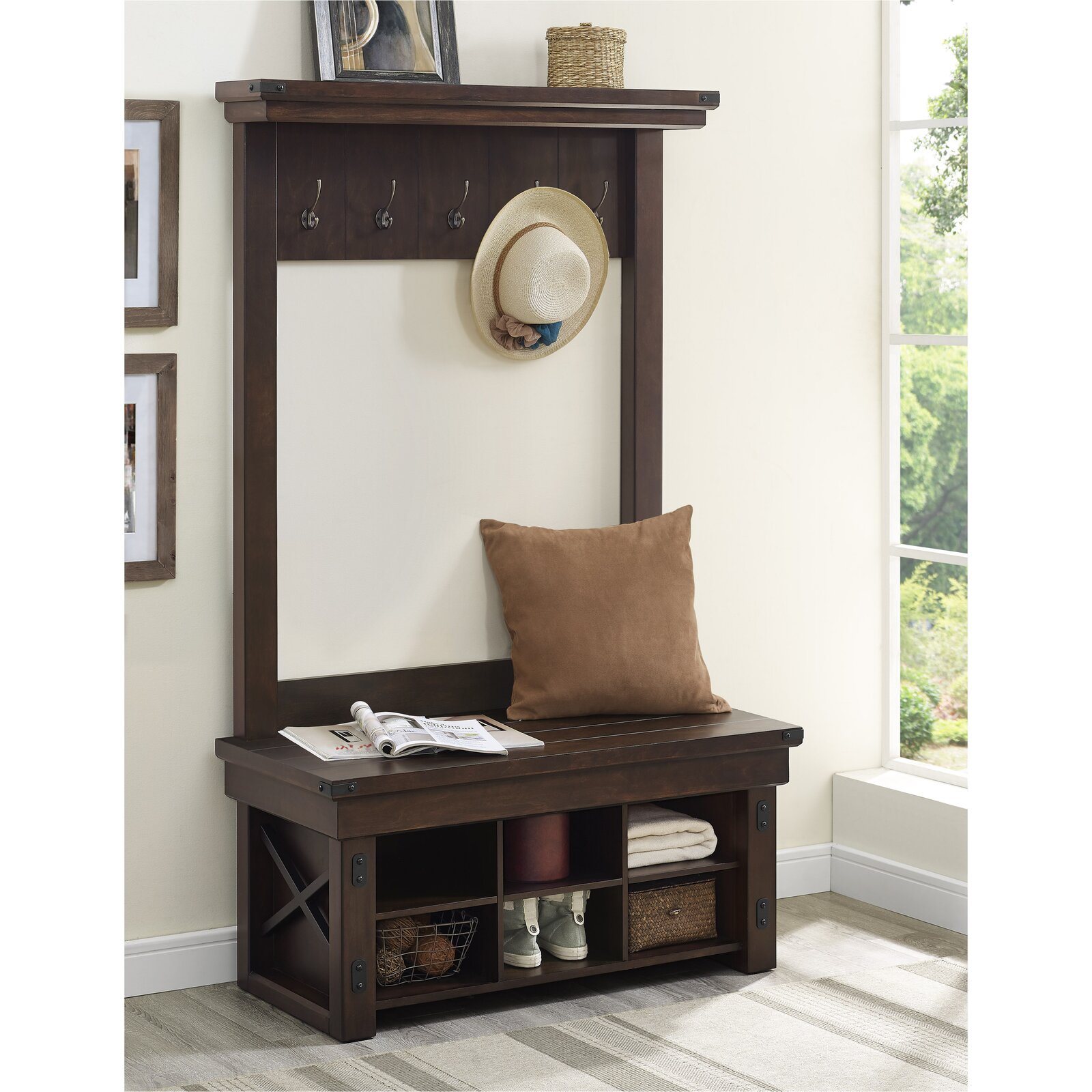 【Furniture】Lauver 40'' Wide Hall Tree with Shoe Storage