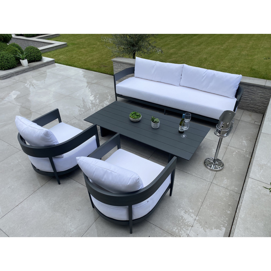 Garten-Esstisch + 8 Stühle, Rattan-Gartenstühle und rechteckiges Esstisch-Set