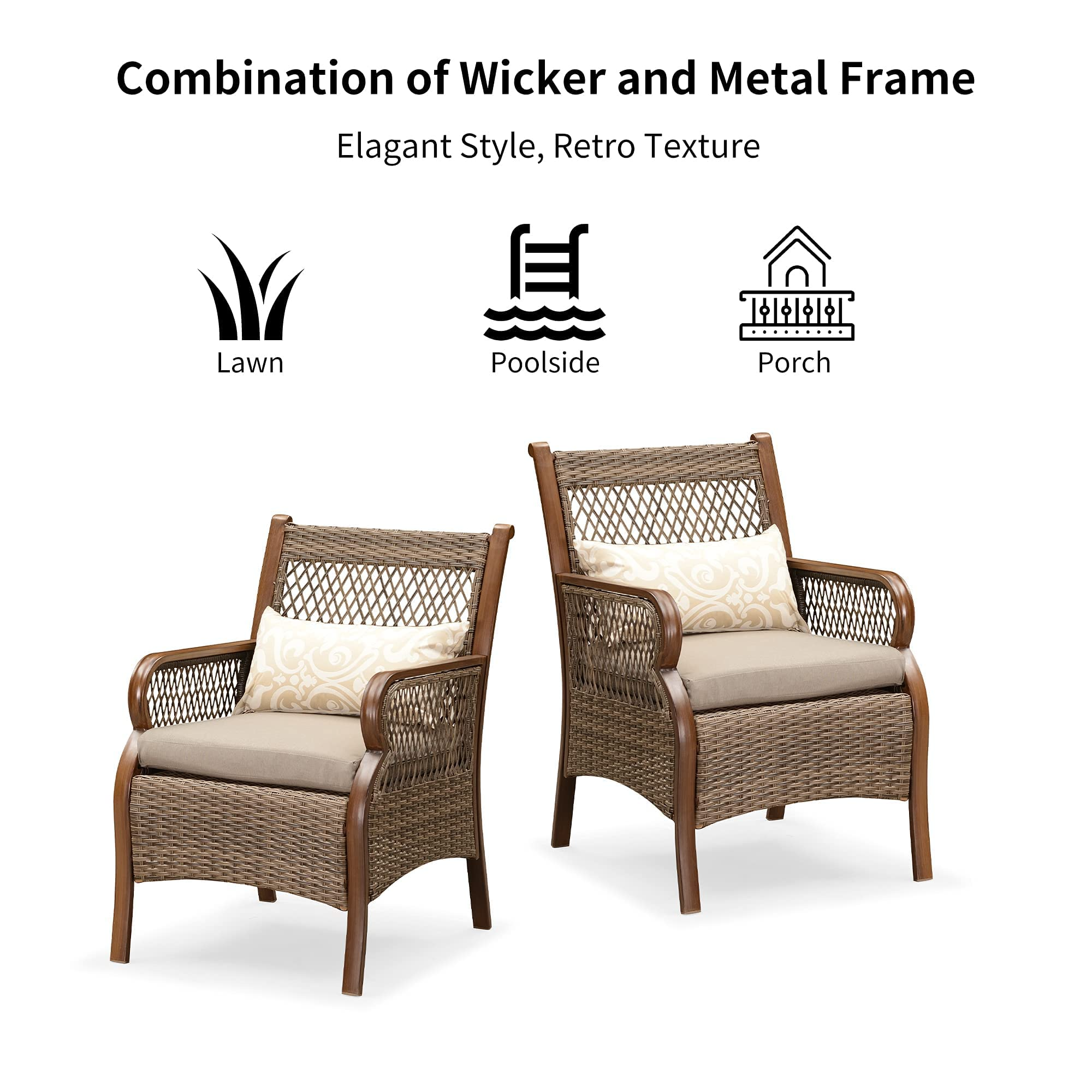 【Home&Garden】Patio Dining Set Outdoor Wicker Patio Furniture Sets Rectangular Tempered Glass Top Dining Table